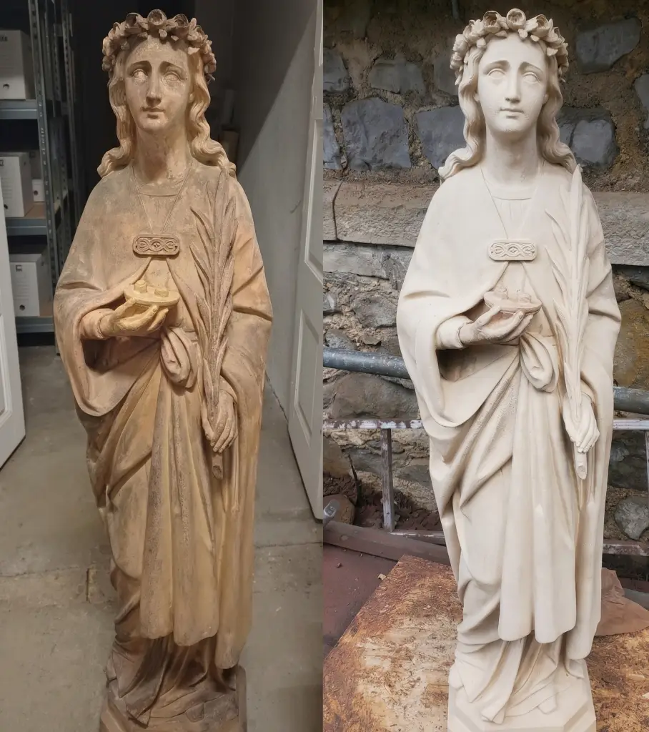 HMR et la rénovation de sculture avec de l'aérogommage